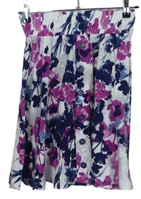 Dámska tmavomodro-fialovo-biela kvetovaná midi sukňa TU
