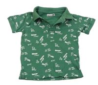 Zelené polo tričko s nápismi a kaktusmi