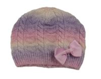 Fialovo-ružovo-béžová čapica s mašlou Monsoon vel.98-116