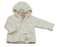 Nové - Bílá květinová zateplená propínací mikina s kapucí M&S