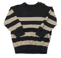Čierno-béžový pruhovaný sveter