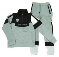 2set- černo-modrá sportovní mikina s nápsiem+ tepláky 