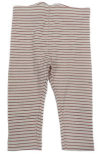 Bílo-růžové pruhované žebrované legíny M&S