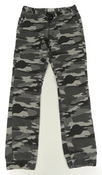 Šedé army plátěné cuff kalhoty C&A