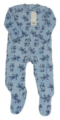 Nové - modrý fleecový overal s medvědy F&F