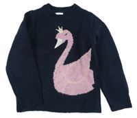 Tmavomodrý svetr s labutí S. Oliver
