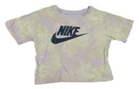 Lila-zelené batikované crop tričko s logom Nike