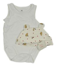 2Set Biele body + Smotanová čapica s Pú