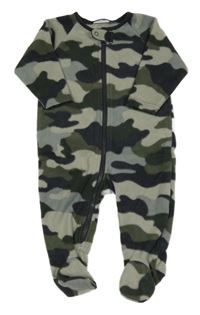 Zeleno-šedý army fleecový overal Next