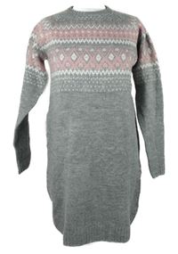 Dámske sivé svetrové šaty so vzorom Esmara
