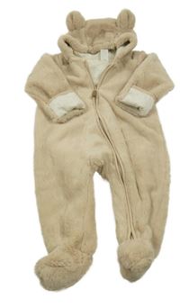 Béžová chlpatá kombinéza s kapucňou s uškami H&M