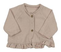 Světlerůžový propínací svetr s volánky