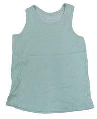 Svetlomodrý rebrovaný crop top s čipkou George