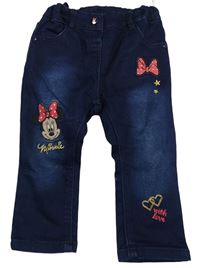 Tmavomodré teplákové skinny rifle s Minnie Disney