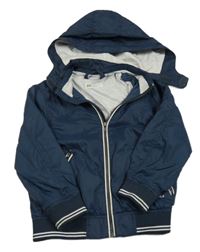 Tmavomodrá šusťáková jarní bunda s kapucí H&M