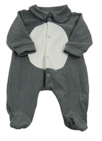 Sivo-biely fleecový overal s golierikom
