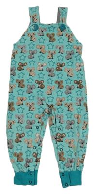 Světlemodrozelené laclové tepláky s koalami 