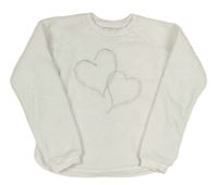 Biela chlpatá mikina so srdiečkami Kids