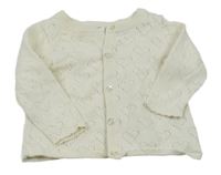 Smotanový prepínaci sveter s perforovanými srdiečkami Topomini