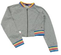 Sivá trblietavá prepínaci crop mikina s pruhovanými lemy Pepperts