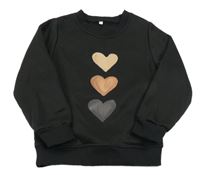 Čierna mikina so srdiečkami
