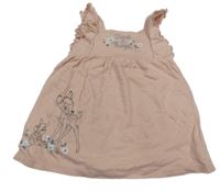 Svetloružové bavlnené šaty s Bambim Disney