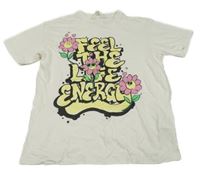 Biele tričko s kvietkami a nápisom H&M