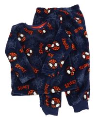 Tmavomodré chlpaté pyžama so Spidermanem Marvel