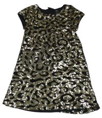 Čierno-zlaté flitrové šaty