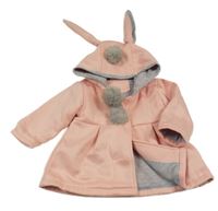Světlerůžový teplákový kabátek s ušima a kapucí 
