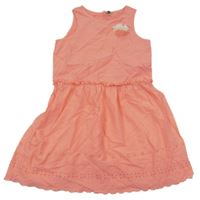 Ružové plátenné šaty s madeirou Benetton