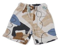 Smetanovo-hnedo-modré vzorované teplákové kraťasy H&M