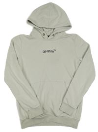 Světlešedá mikina s nápisem a kapucí Off-White