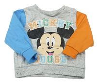 Sivá mikina s Mickeym a farebnymi rukávy Disney