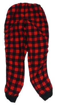 Červeno-čierne kockované fleecové pyžamové nohavice s pruhmi Next