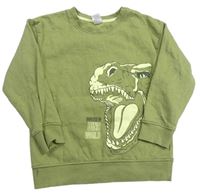 Khaki mikina s dinosaurom