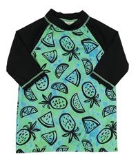 Zeleno-černé UV triko s ananasy H&M