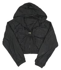 Černá šusťáková crop bunda s kapucí Shein