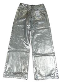 Nové - Stříbrné lesklé wide leg rifle Denim Co. 