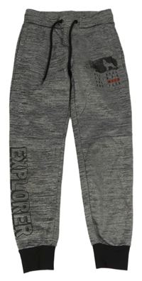 Šedé melírované sportovní tepláky s nápisy Destination 