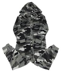 Šedo-černá army chlupatá kombinéza s kapucí M&S