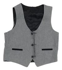 Tmavomodro-biela vzorovaná plátenná podšitá vesta