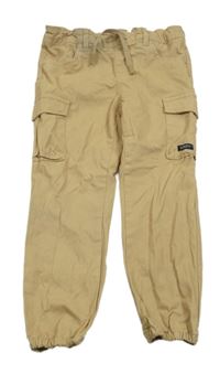 Béžové plátenné cargo nohavice s vreckami Name it