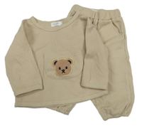 2set - Béžová vzorovaná mikina s medvídkem + kalhoty Cozy