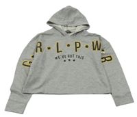 Šedá crop mikina s nápisem a kapucí Primark 