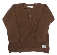 Hnedý vzorovaný sveter s vreckom H&M