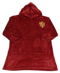 Červená chlupatá oversize mikina Harry Potter s kapucí 