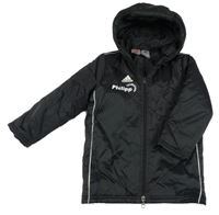 Čierna šušťáková zimná bunda s logom a kapucňou Adidas