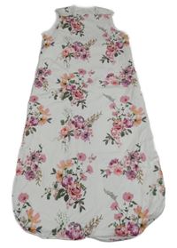 Bílý květovaný podšitý spací pytel s kvietkami Next