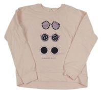 Svetloružová mikina s okuliarmi Mango